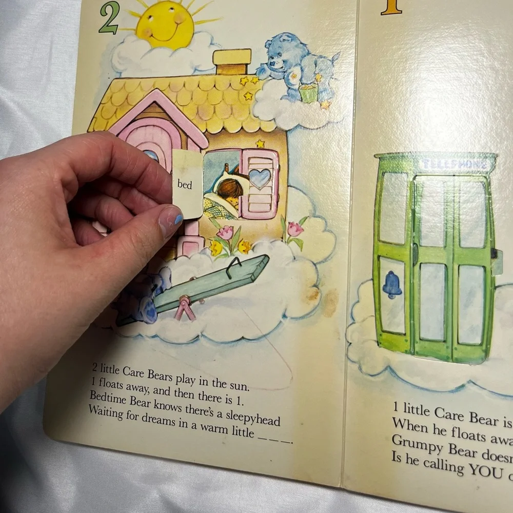 Vintage 1983 10 Little Care Bears‎ Counting Board Book w/ Flaps Children’s